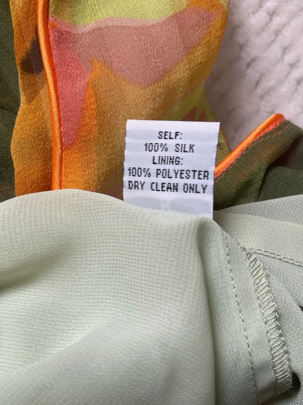 Lapis Sheer Skirt in Olive Green with Orange Trim - Picture 4 of 7